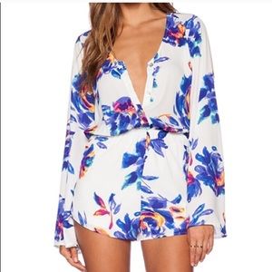 EUC Mumu Red Rocks Romper - Petal Paint